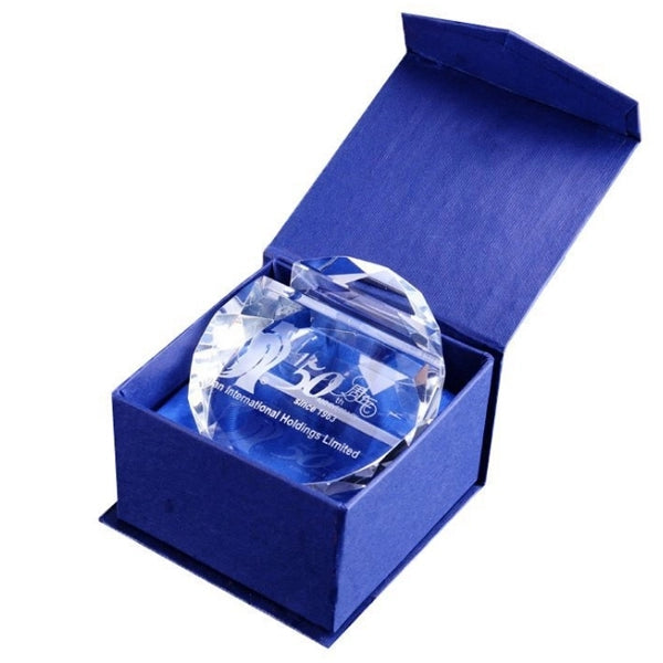 Round Crystal Paperweight Card Holder