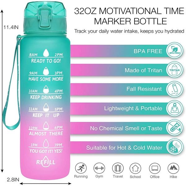 Motivational Water Mugs with Time Marker