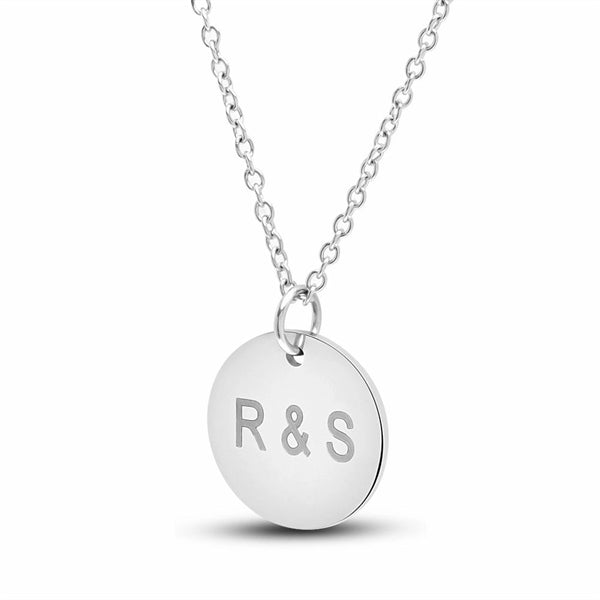 Engraved Stainless Steel Necklace -Round