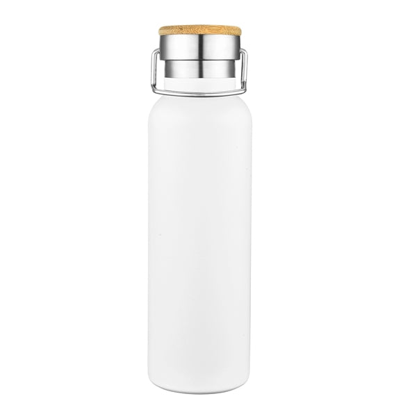 22 oz. Double Wall Stainless Steel Bottle with Bamboo Lid