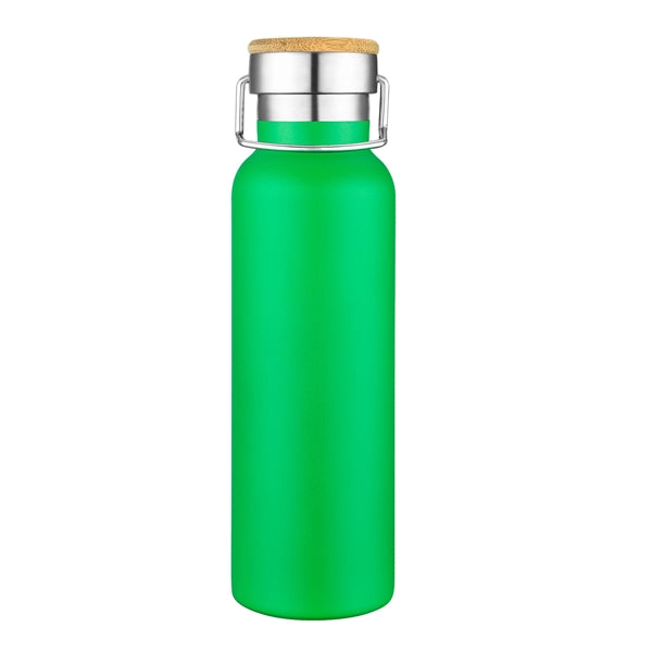 22 oz. Double Wall Stainless Steel Bottle with Bamboo Lid