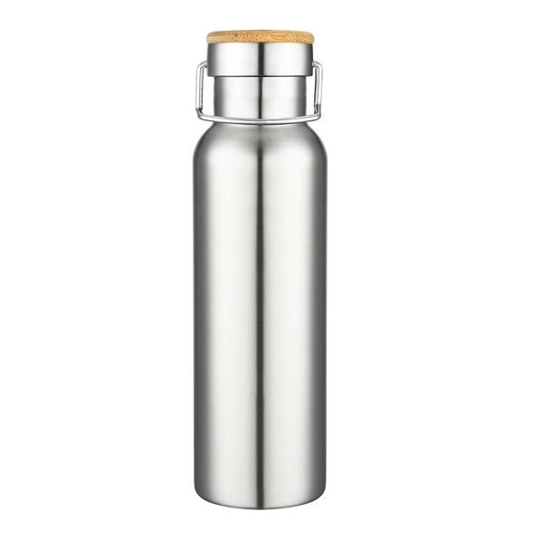 22 oz. Double Wall Stainless Steel Bottle with Bamboo Lid