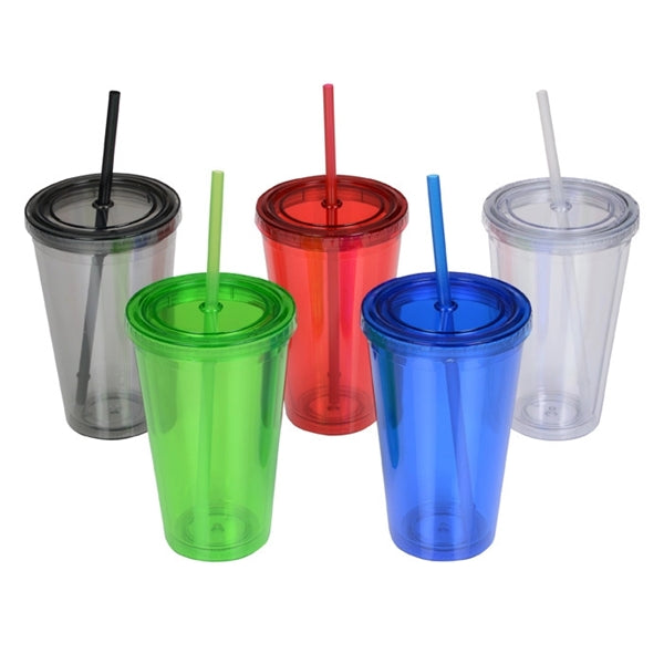 16 Oz. Acrylic Cup With Cap Straw