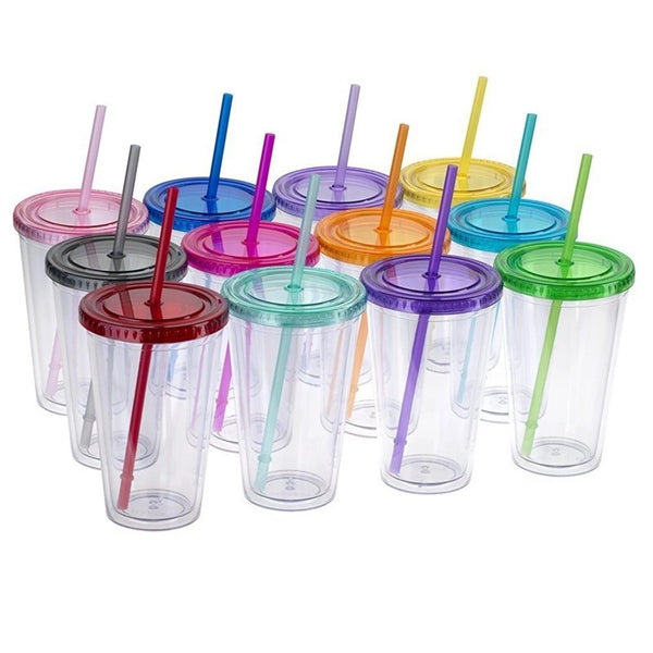 16 Oz. Acrylic Cup With Cap Straw