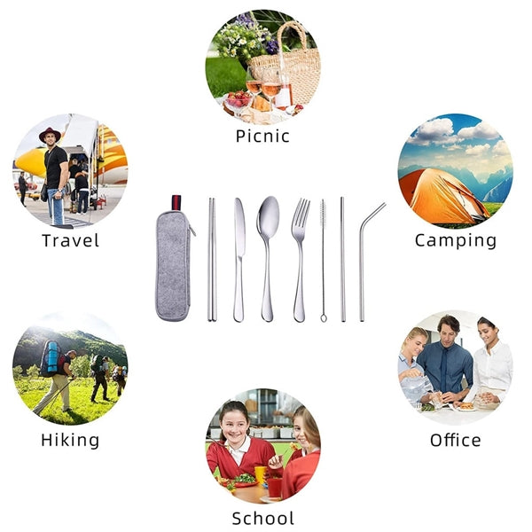 8-Piece Travel Utensils Set