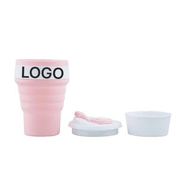 16oz Collapsible Silicone Coffee Mug with straw