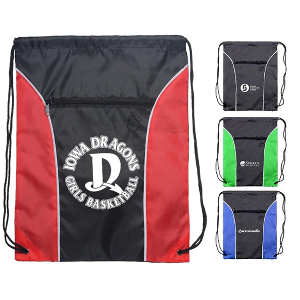 2 Tone Zipper Drawstring Backpack