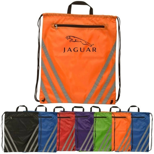 Twilight Reflective Polyester Drawstring Backpack
