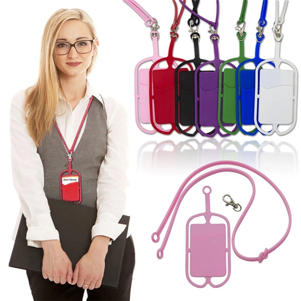 Silicone Phone Lanyard with Card Holder