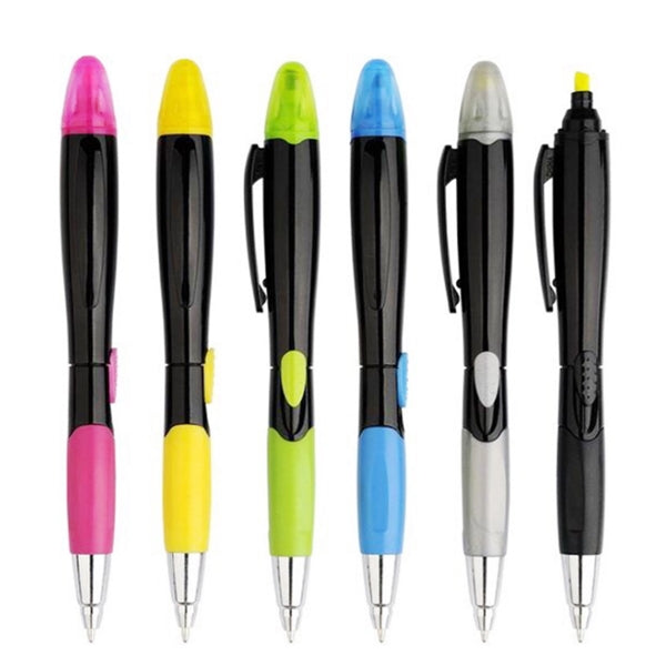 Slim Highlighter Ballpoint Pen With Soft Grip
