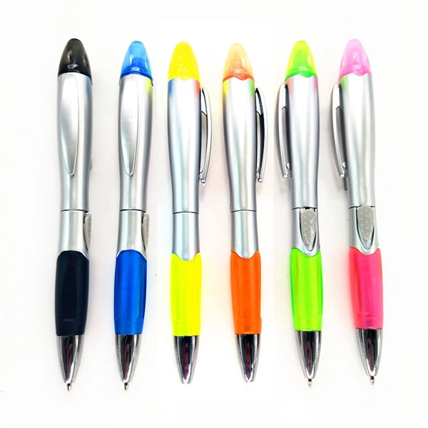 Slim Highlighter Ballpoint Pen With Soft Grip