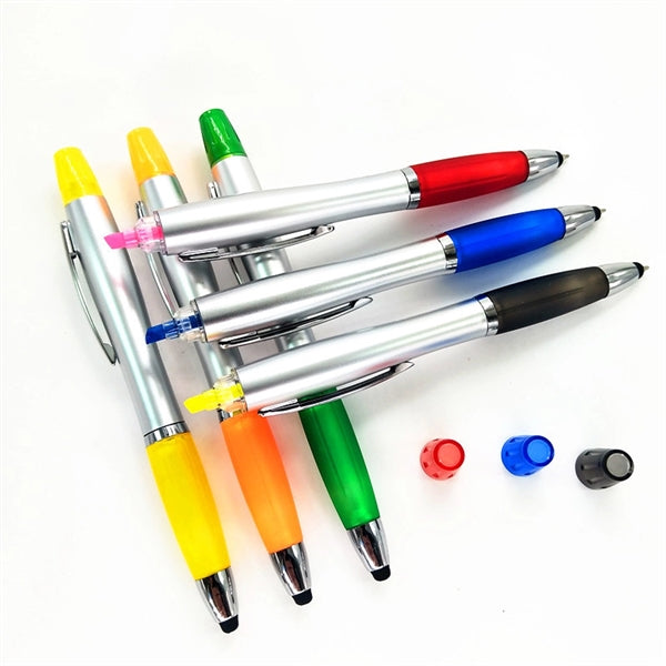 Slim Highlighter Ballpoint Pen With Soft Grip