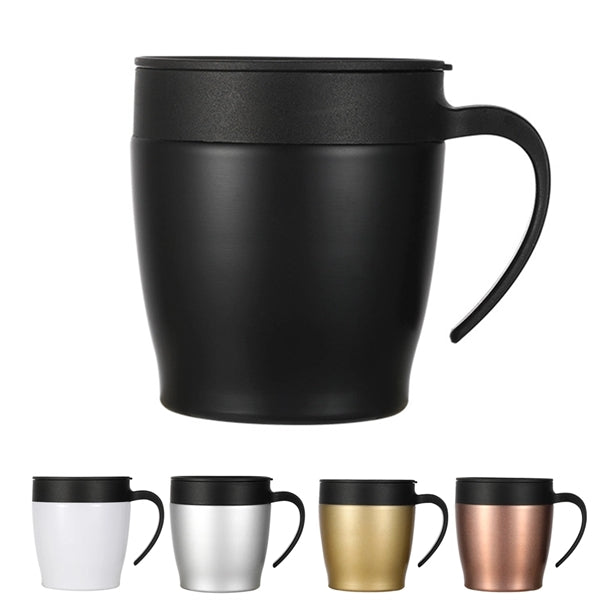 12oz Stainless Steel Coffee Mug Cup with Lid and Handle
