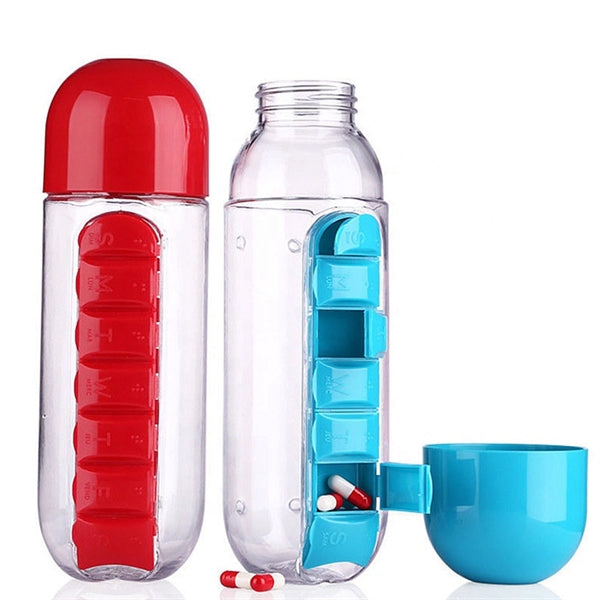 3 In 1 Water Bottle & Portable 7-Day Pillbox