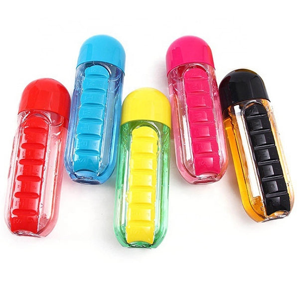 3 In 1 Water Bottle & Portable 7-Day Pillbox