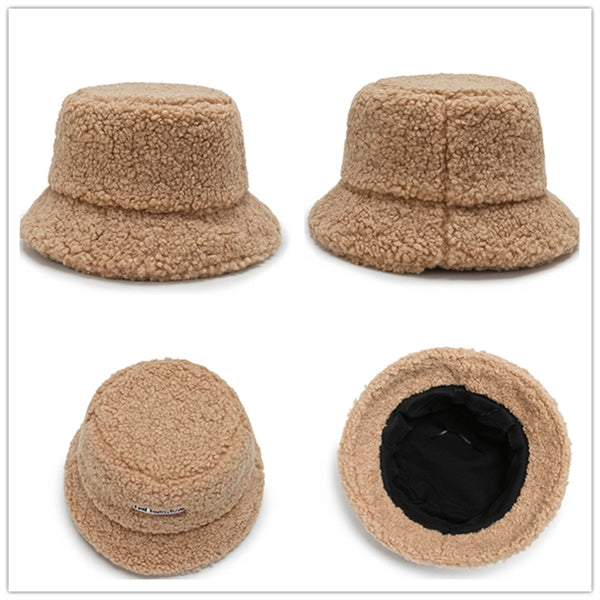Women Faux Lambs Wool Bucket Hats