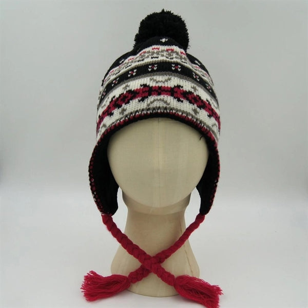 Knitted Beanie Hat with Braids