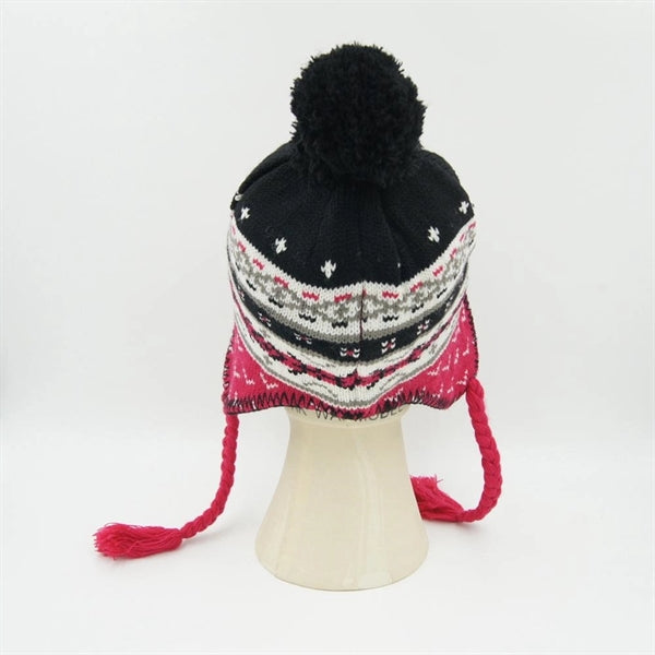 Knitted Beanie Hat with Braids