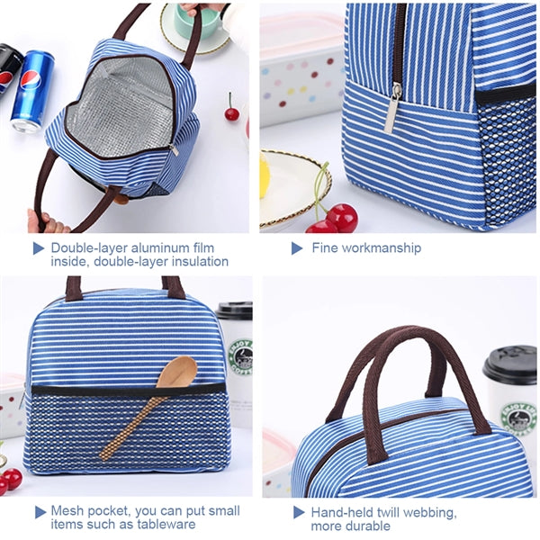 Large Capacity Striped Aluminum Foil lunch Bag
