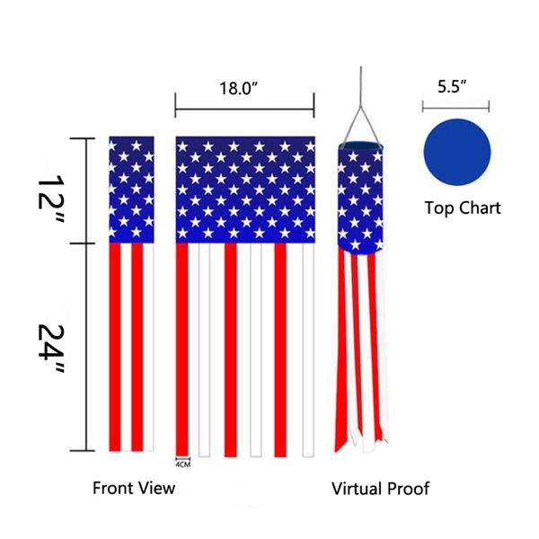 Colorful American US Flag Windsock