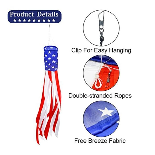 Colorful American US Flag Windsock