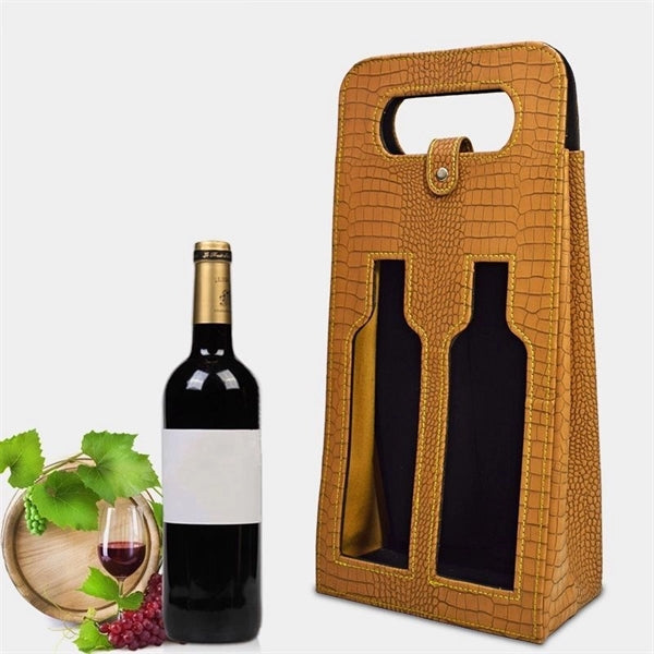 Faux Leather Wine Tote with Window
