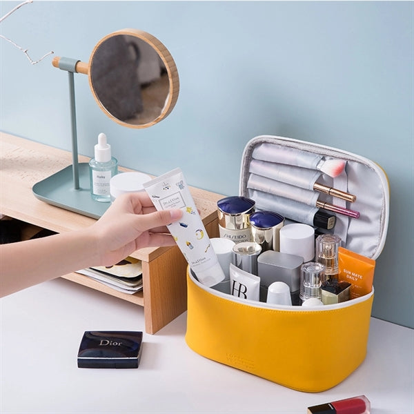 Large Capacity PU Leather Travel Makeup Bag
