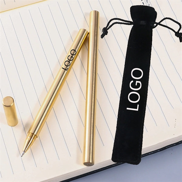 Solid Brass Twist Action Ballpoint Pen with Pouch