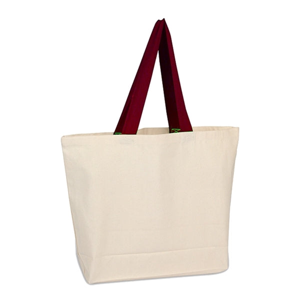 Canvas Beach Bag with Color Handles