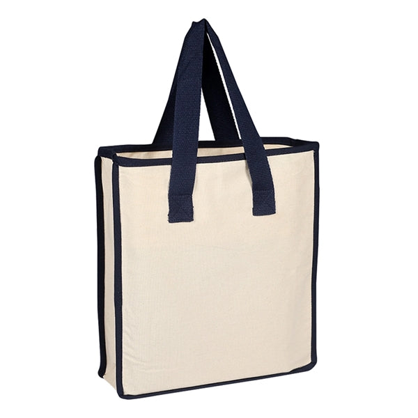 Canvas Shopping Bag with Color Handles
