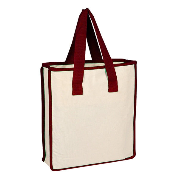Canvas Shopping Bag with Color Handles