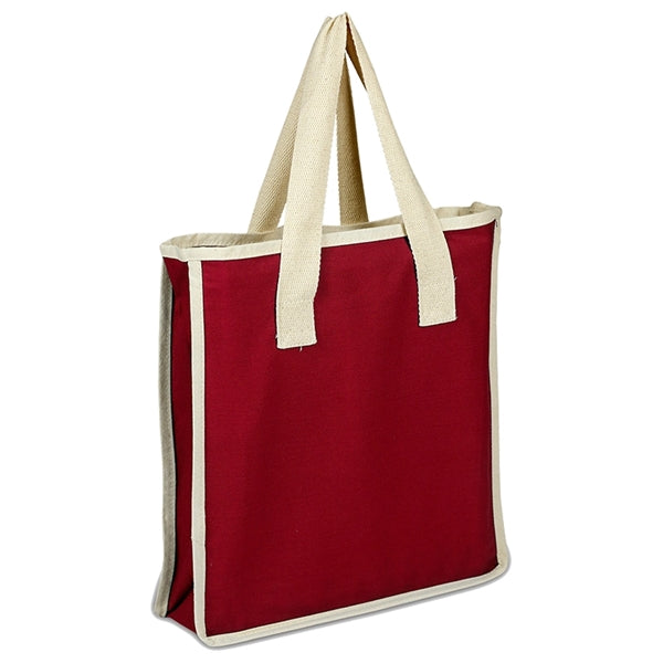 Color Canvas Shopping Bag with Natural Handles