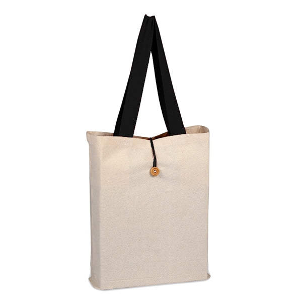 Canvas Button-up Tote with Color Handles