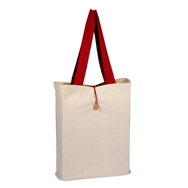 Canvas Button-up Tote with Color Handles