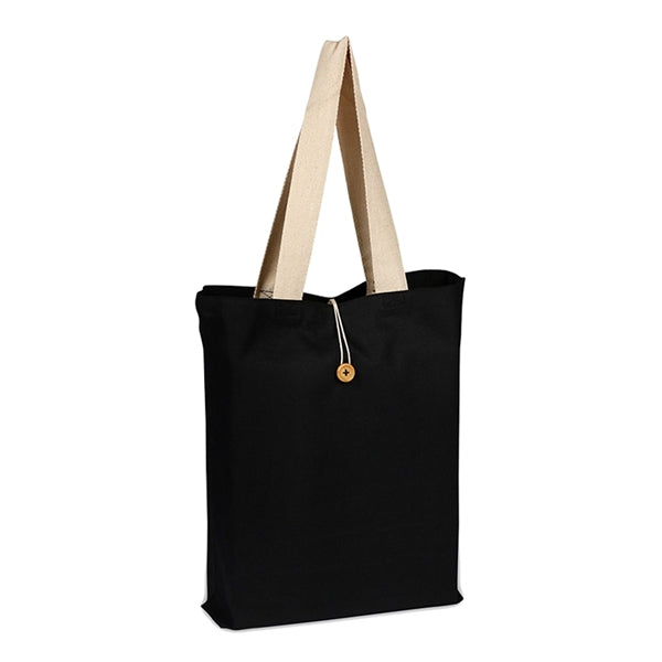Canvas Color Button-up Tote with Natural Handles