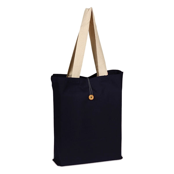 Canvas Color Button-up Tote with Natural Handles