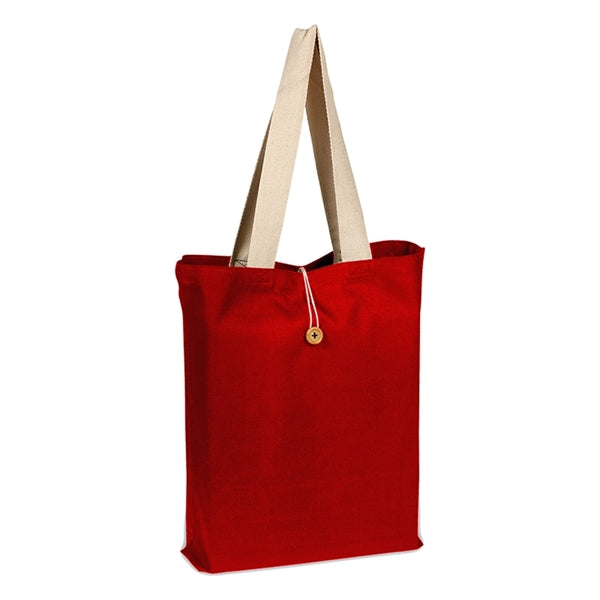 Canvas Color Button-up Tote with Natural Handles