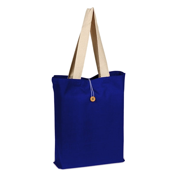 Canvas Color Button-up Tote with Natural Handles
