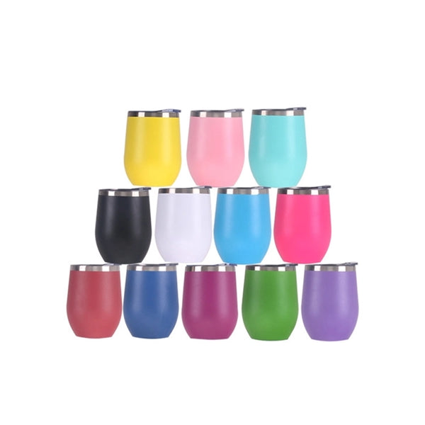 Insulated Wine Tumbler with Lid , Coffee Glasses 12oz