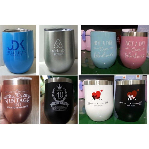 Insulated Wine Tumbler with Lid , Coffee Glasses 12oz