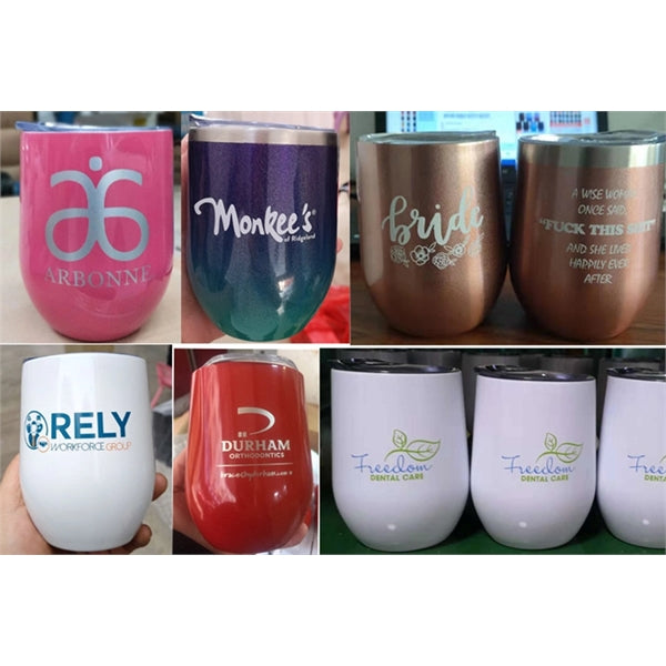 Insulated Wine Tumbler with Lid , Coffee Glasses 12oz