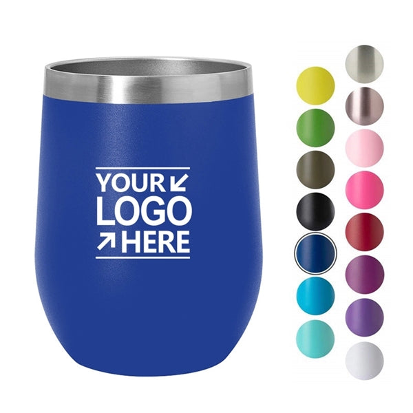 Insulated Wine Tumbler with Lid , Coffee Glasses 12oz