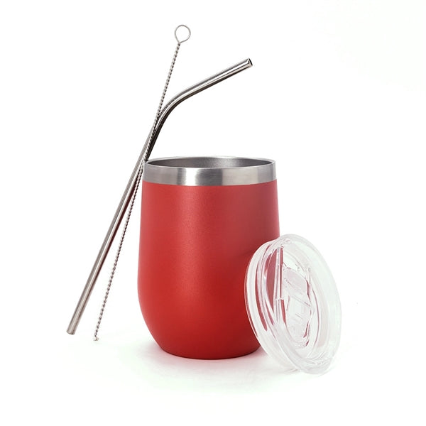 Insulated Wine Tumbler with Lid , Coffee Glasses 12oz