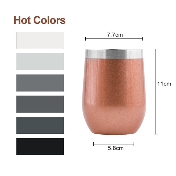 Insulated Wine Tumbler with Lid , Coffee Glasses 12oz