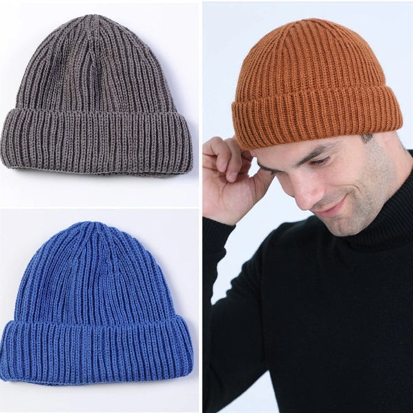 Knit Cuff Short Fisherman Beanie Hat