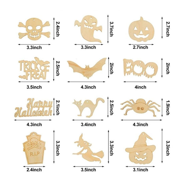 DIY Halloween Wooden Crafts Hanging Tags