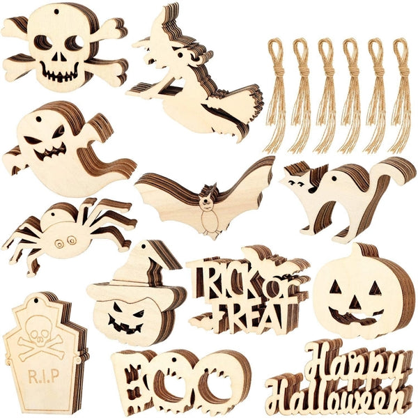 DIY Halloween Wooden Crafts Hanging Tags