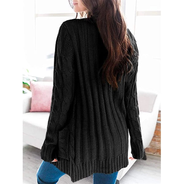 Women's Long Sleeve Knit Sweater Button Loose Outerwear