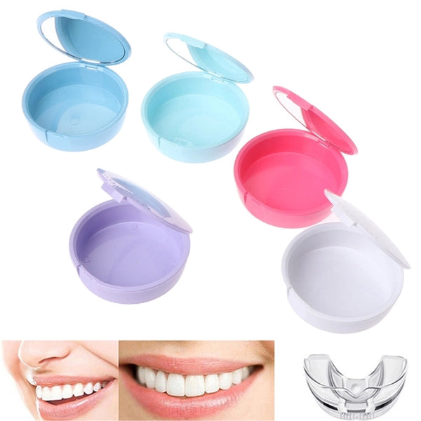 Denture Case with Lid and Mirror for Travel
