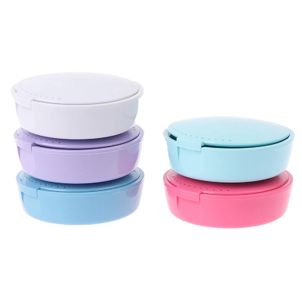 Denture Case with Lid and Mirror for Travel